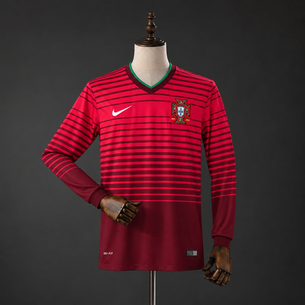Camiseta Portugal Retro Local 2014 Manga Larga